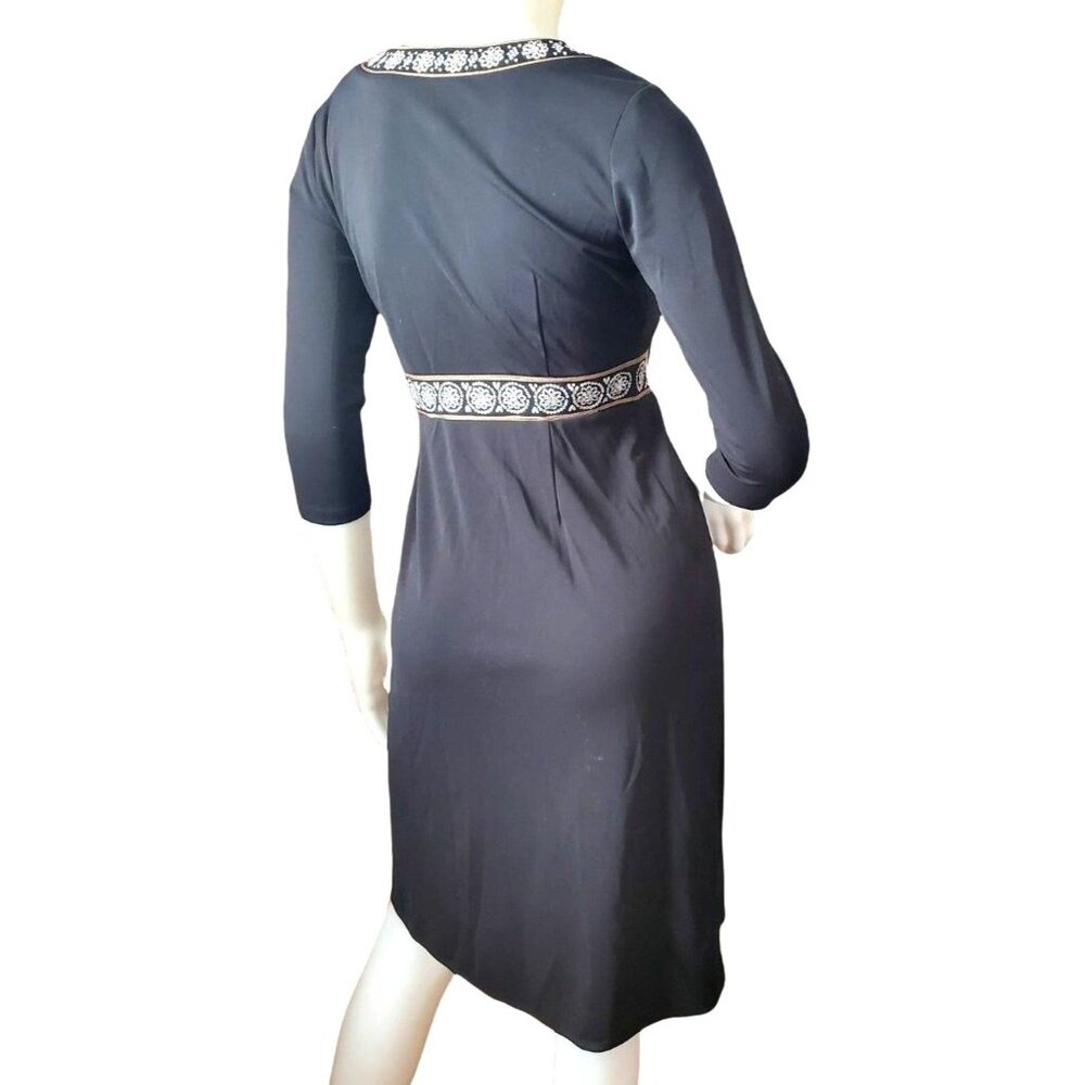 Sigrid Olsen Sm Dress Y2K Sequin V-Neck Empire Waist Knee Length Petite Floral - Picture 11 of 12